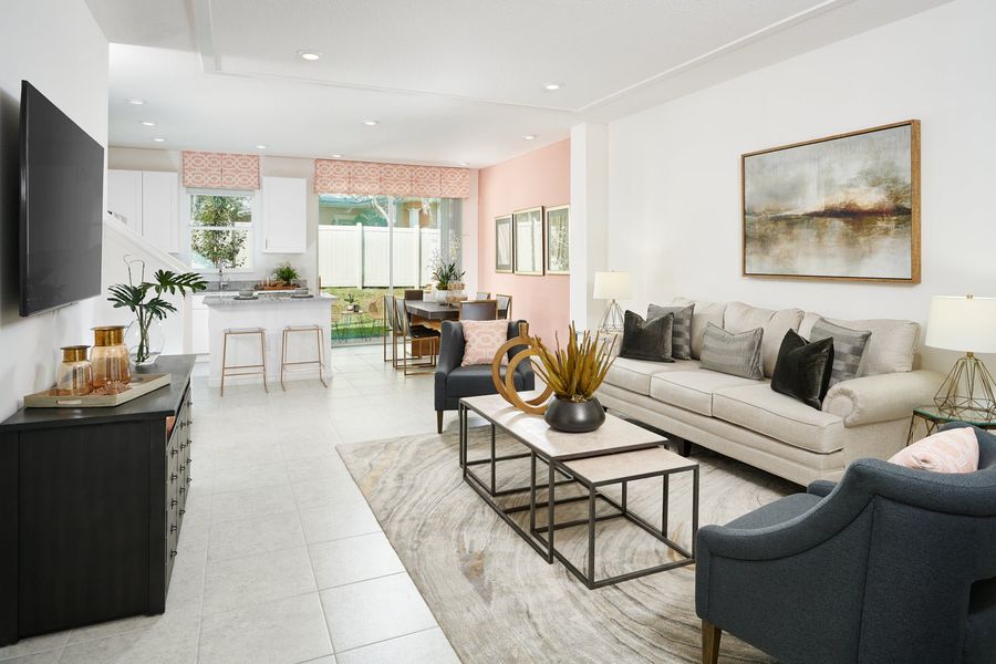 Representative furnished interior of a home built from the Kennedy by Park Square Residential in Liberty Station, Orange City (Image 6). Representative furnished interior of a home built from the Kennedy by Park Square Residential in Liberty Station, Orange City (Image 6).