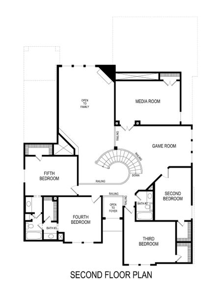2D floor plan layout for the Brentmoore FS by First Texas Homes in Broadmoor Estates, Ovilla, TX (Image 4).
