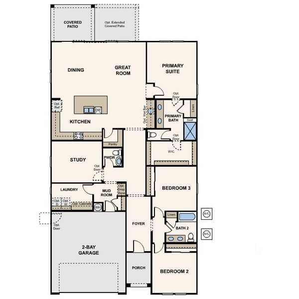 2D floor plan layout for the Carlsbad by Century Communities in The Foothills Collection at Rancho Vista, Sun City, AZ (Image 3).