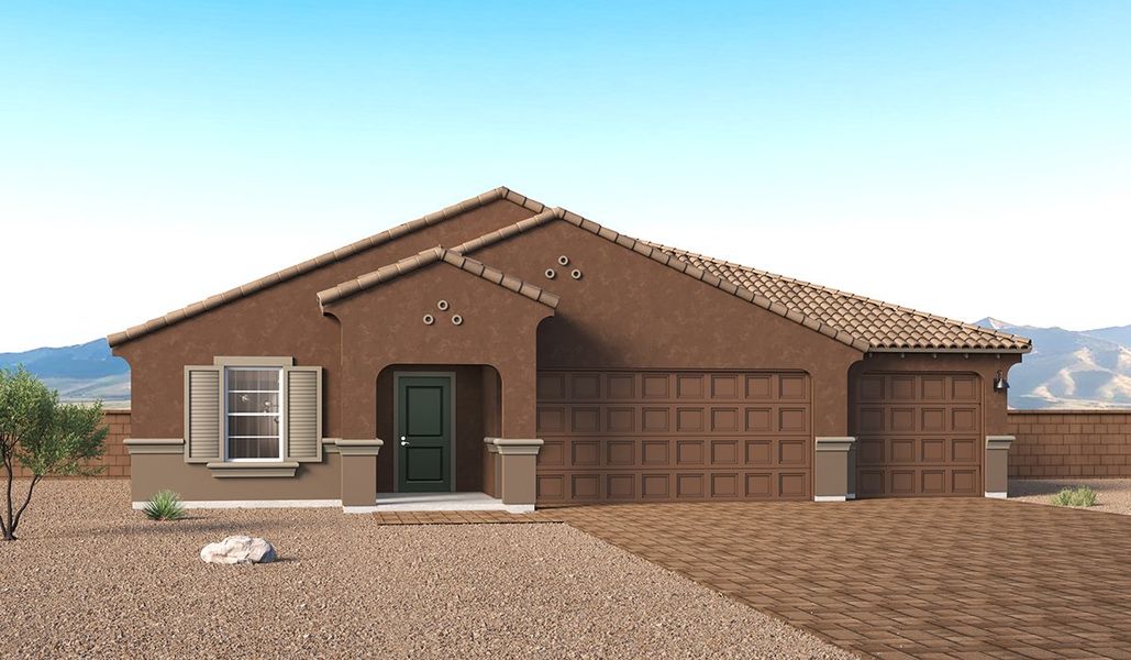 Representative exterior photo of a completed home built from the Eureka - A50E by D.R. Horton in Entrada Del Toro at Rancho Sahuarita, Sahuarita, AZ (Image 4).
