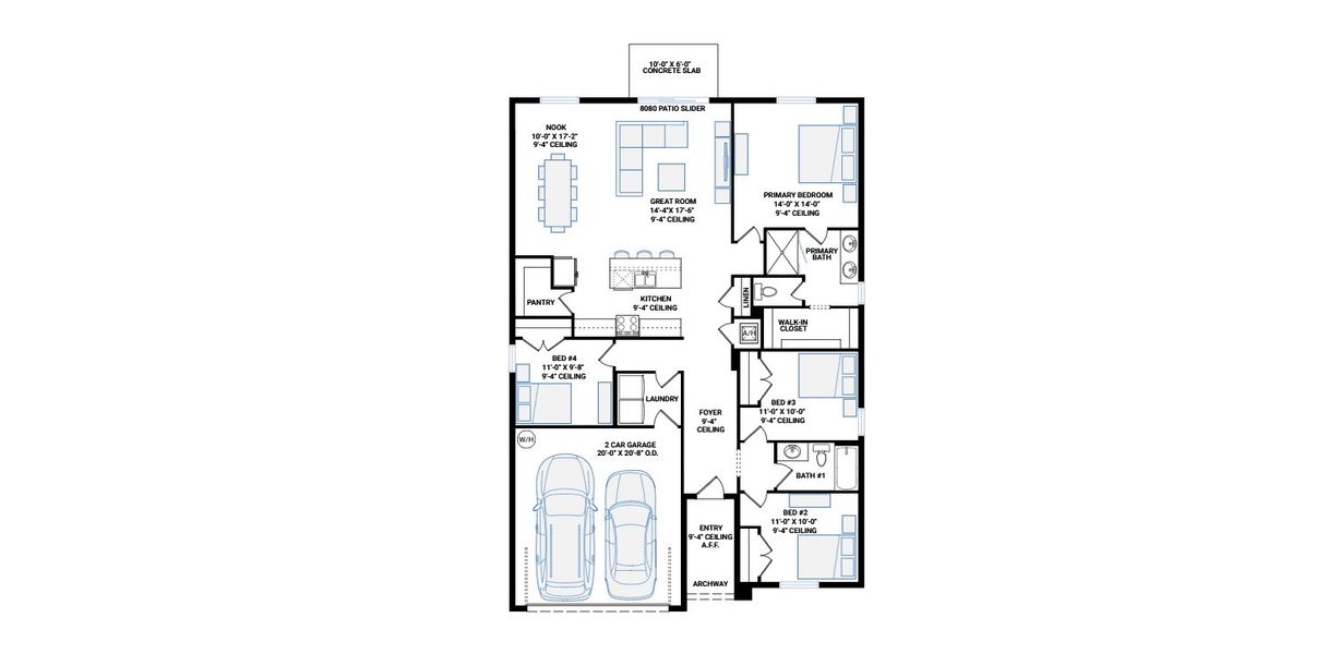 2D floor plan layout for the Alpine by Cardel Homes in Coasterra, Palmetto, FL (Image 3). 2D floor plan layout for the Alpine by Cardel Homes in Coasterra, Palmetto, FL (Image 3).