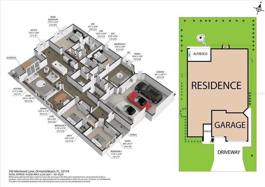 2D floor plan layout of this home in Archers Mill, Ormond Beach, FL (Image 6).
