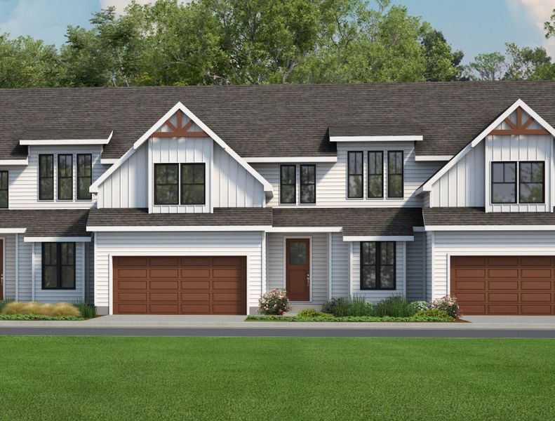 Front exterior of a new home in Landing at Clemson Marina, Seneca, SC, highlighting curb appeal (Image 2). Front exterior of a new home in Landing at Clemson Marina, Seneca, SC, highlighting curb appeal (Image 2).