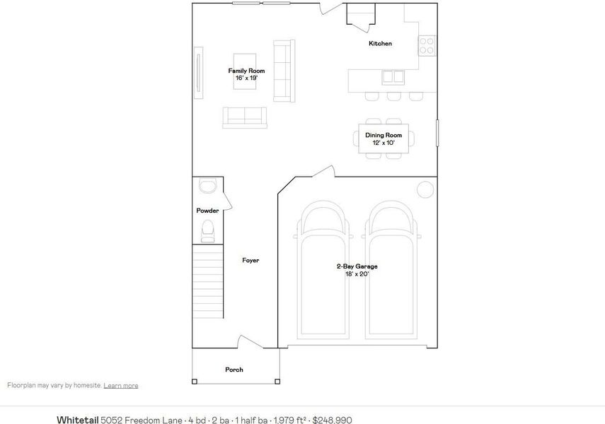 2D floor plan layout of this home in Valor Park, Bay City, TX (Image 3).