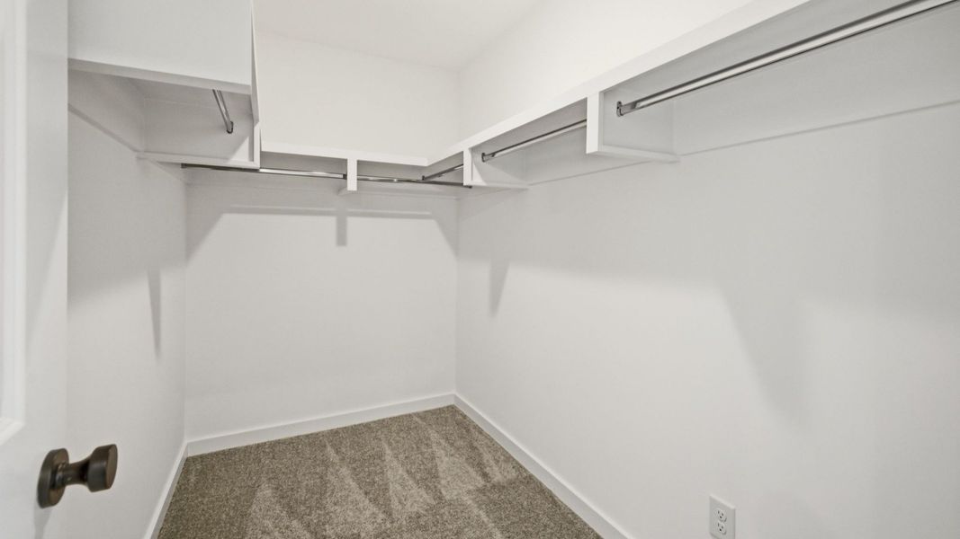 Primary closet with built-in shelves