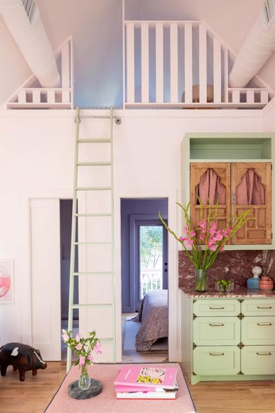 With the A-frame design this allowed for additional loft space above.