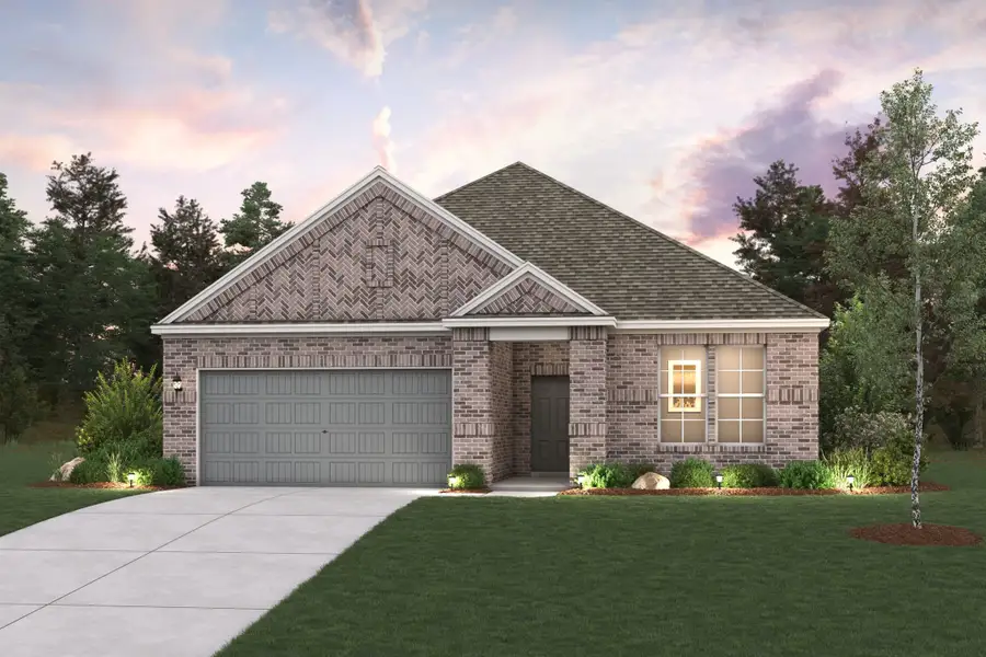 Front exterior of a new home in Encino Estates, Dayton, TX, highlighting curb appeal (Image 1). Front exterior of a new home in Encino Estates, Dayton, TX, highlighting curb appeal (Image 1).