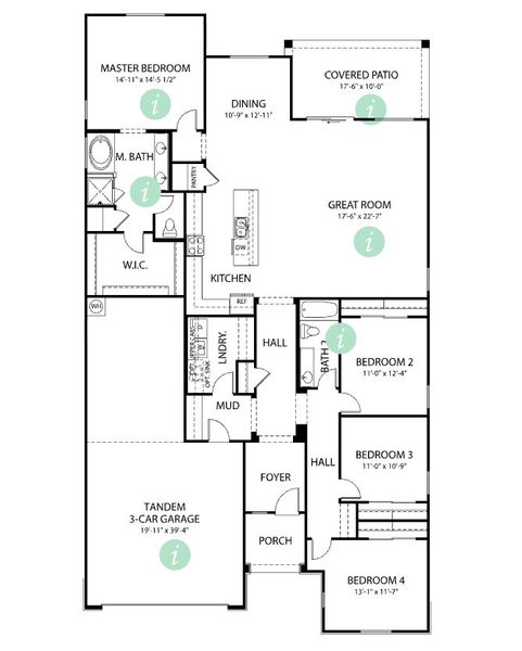 2D floor plan layout for the Plan 4413 by Scott Communities in The Views at Rancho Cabrillo, Peoria, AZ (Image 4).