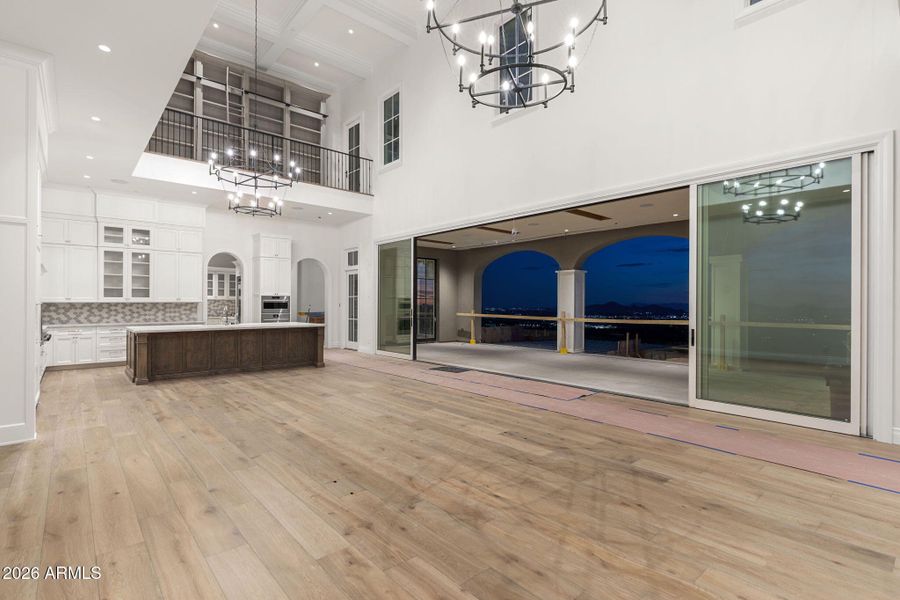 Kitchen and Great Room overlooking patio