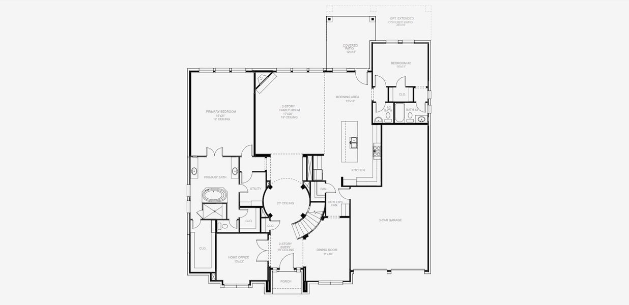 2D floor plan layout for the 4239W by Perry Homes in Kinder Ranch 70', San Antonio, TX (Image 4). 2D floor plan layout for the 4239W by Perry Homes in Kinder Ranch 70', San Antonio, TX (Image 4).