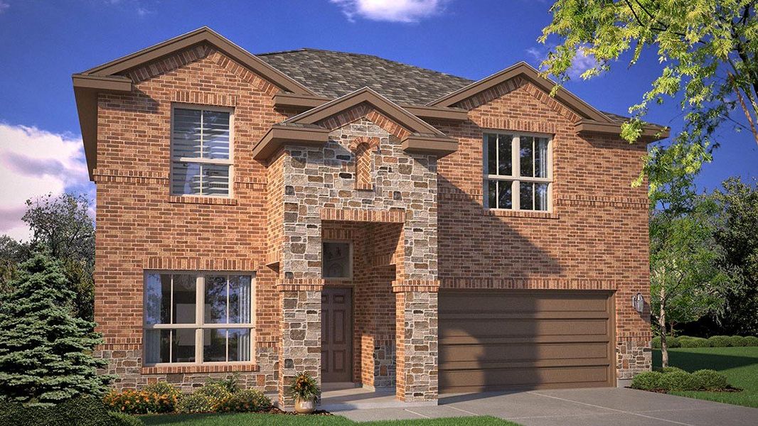 Front exterior of a new home in Homestead at Parks Bell Ranch, Odessa, TX, highlighting curb appeal (Image 19).