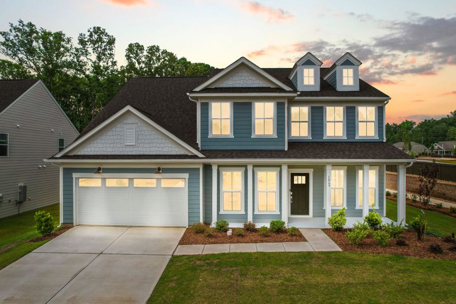Front exterior of a new home in Kinsdale, Lancaster, SC, highlighting curb appeal (Image 2). Front exterior of a new home in Kinsdale, Lancaster, SC, highlighting curb appeal (Image 2).