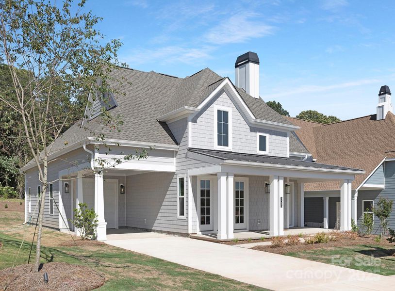 Front exterior of a new home in Lakeside Pointe, Sherrills Ford, NC, highlighting curb appeal (Image 2).