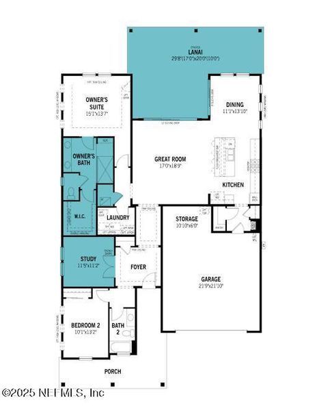 2D floor plan layout of this home in RiverTown - WaterSong, St. Johns, FL (Image 2).