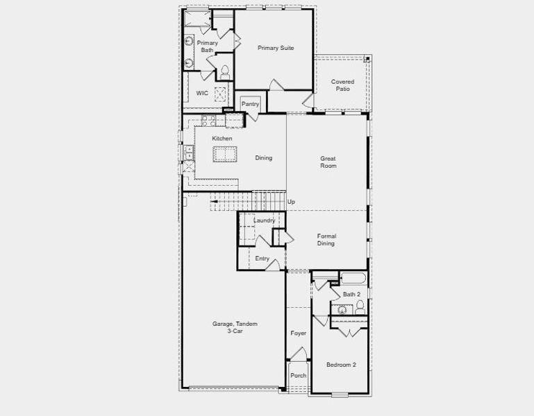 2D floor plan layout for the Camelia by Taylor Morrison in Ryehill, Rosenberg, TX (Image 5).