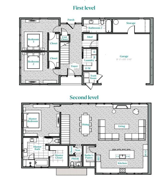 2D floor plan layout of this home in Westline, Austin, TX (Image 1). 2D floor plan layout of this home in Westline, Austin, TX (Image 1).