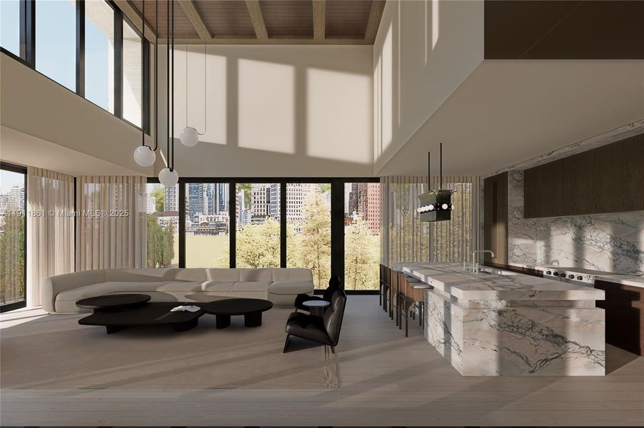 Furnished interior view inside a new home in , Miami Beach (Image 9).