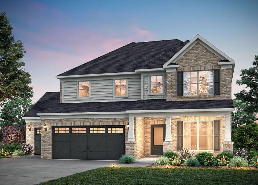 Front exterior of a new home in Arden, Cumming, GA, highlighting curb appeal (Image 1).