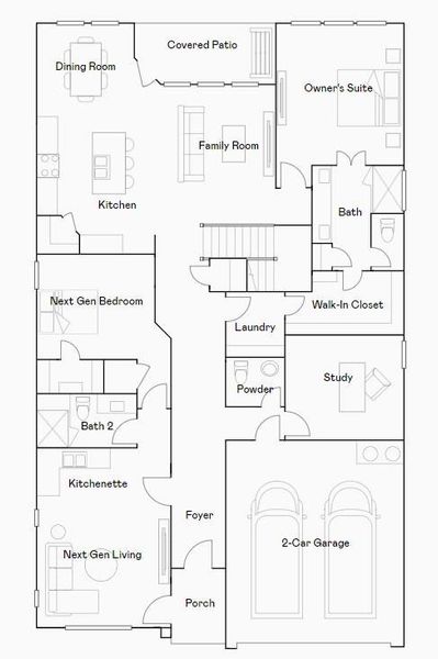 2D floor plan layout of this home in Canterra Creek, Rosharon, TX (Image 3).