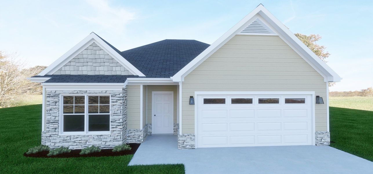 Front exterior of a new home in Woodruff Cove, Murfreesboro, TN, highlighting curb appeal (Image 1). Front exterior of a new home in Woodruff Cove, Murfreesboro, TN, highlighting curb appeal (Image 1).