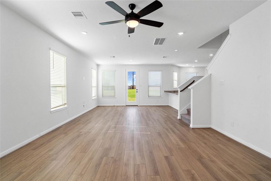 Beautiful open-concept layout effortlessly uniting the living, dining, and kitchen spaces—ideal for everyday comfort and entertaining guests! Beautiful open-concept layout effortlessly uniting the living, dining, and kitchen spaces—ideal for everyday comfort and entertaining guests!