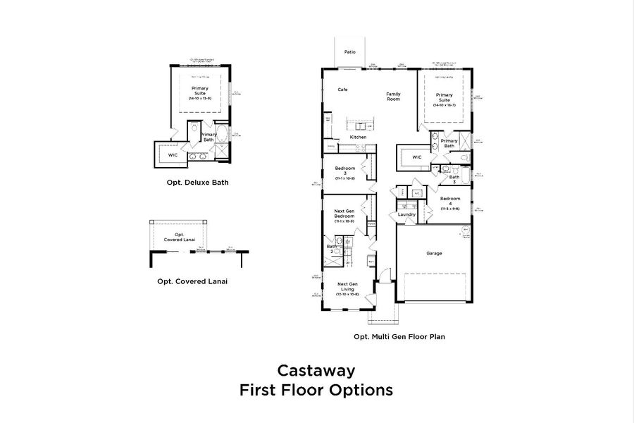 2D floor plan layout for the Castaway Multi-Gen by DRB Homes in Willowbrook North, Winter Haven, FL (Image 3).