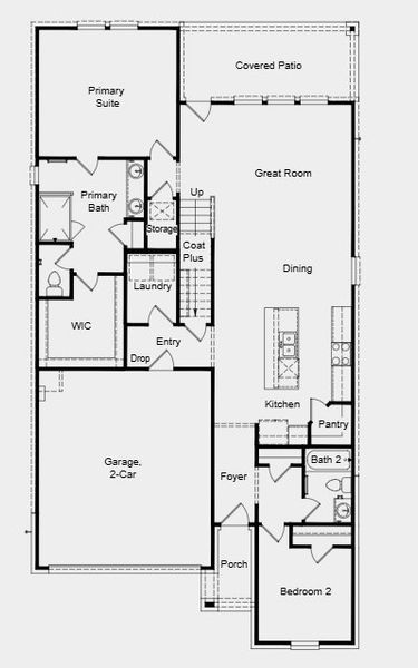 2D floor plan layout for the Reid by Taylor Morrison in Newport Grove 50s, Crosby, TX (Image 3).