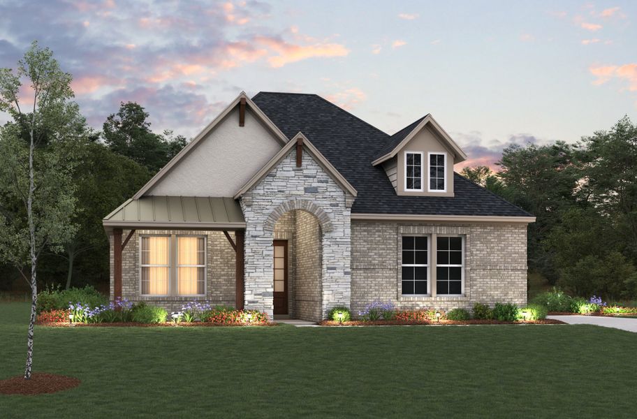 Representative exterior photo of a completed home built from the Crockett by Beazer Homes in Timber Hollow, Magnolia, TX (Image 2).