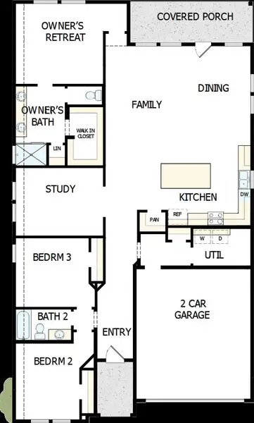 2D floor plan layout of this home in Creekshaw – Classic, Royse City, TX (Image 2).