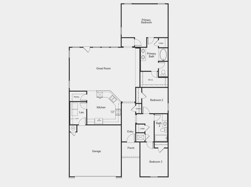 2D floor plan layout for the 1793 by KB Home in Madera Preserve, New Caney, TX (Image 3).