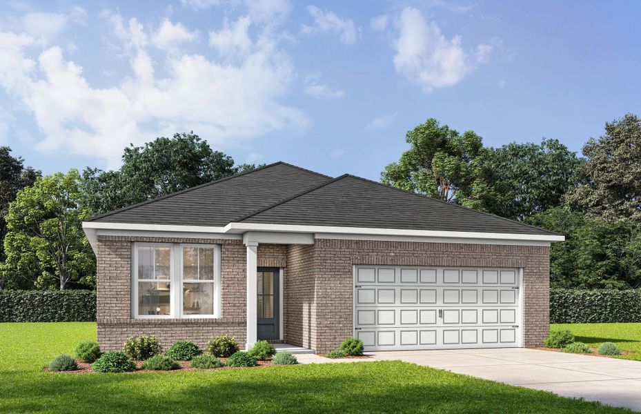 Representative exterior photo of a completed home built from the The Sorrento E by Davidson Homes LLC in Sundance Cove, Crosby, TX (Image 1). Representative exterior photo of a completed home built from the The Sorrento E by Davidson Homes LLC in Sundance Cove, Crosby, TX (Image 1).