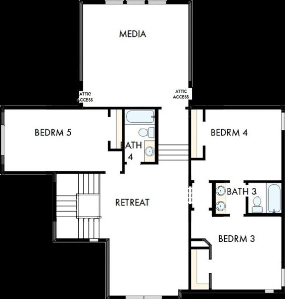2D floor plan layout of this home in Pecan Square – Classics, Northlake, TX (Image 3). 2D floor plan layout of this home in Pecan Square – Classics, Northlake, TX (Image 3).