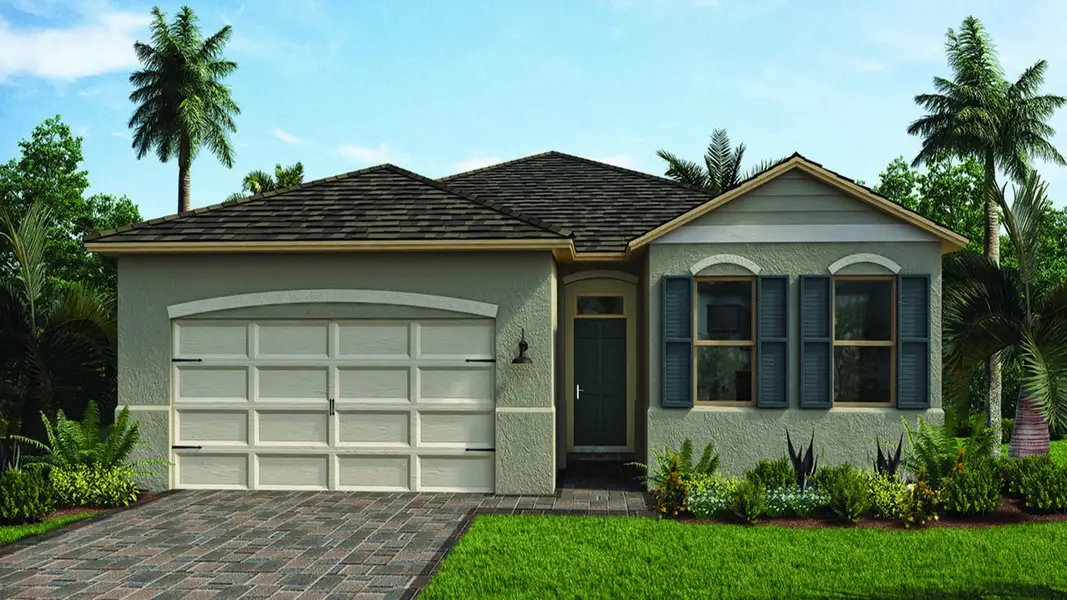 Front exterior of a new home in Archers Mill, Ormond Beach, FL, highlighting curb appeal (Image 1). Front exterior of a new home in Archers Mill, Ormond Beach, FL, highlighting curb appeal (Image 1).