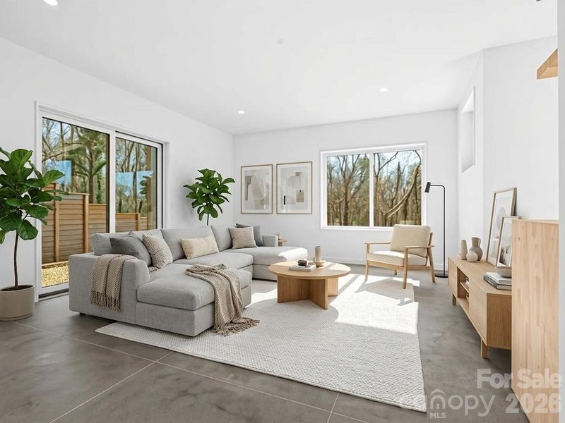 Virtually staged lower level living space