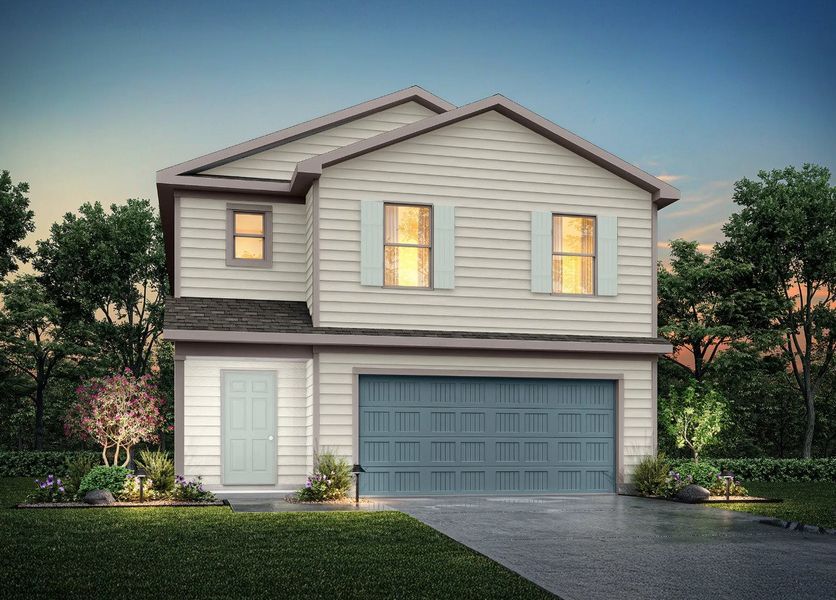 Front exterior of a new home in Waterside at Cedar Creek, Abilene, TX, highlighting curb appeal (Image 1). Front exterior of a new home in Waterside at Cedar Creek, Abilene, TX, highlighting curb appeal (Image 1).