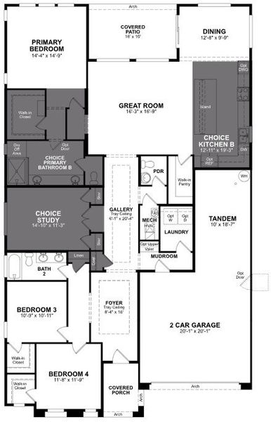 2D floor plan layout of this home in Tirreno at IronWing, Litchfield Park, AZ (Image 4).