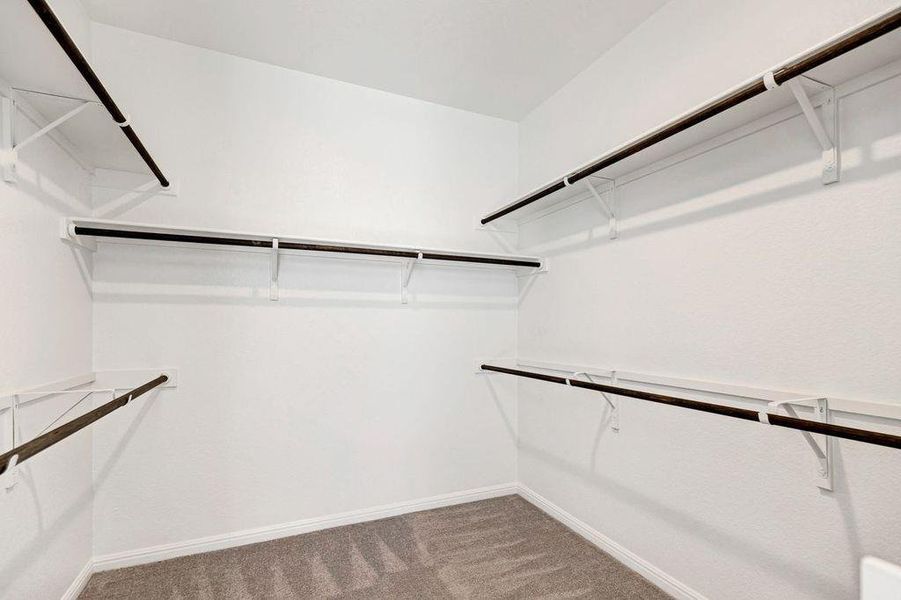 Spacious closet with light colored carpet Spacious closet with light colored carpet