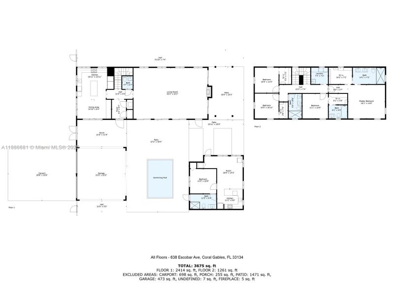 2D floor plan layout of this home in , Coral Gables, FL (Image 4). 2D floor plan layout of this home in , Coral Gables, FL (Image 4).
