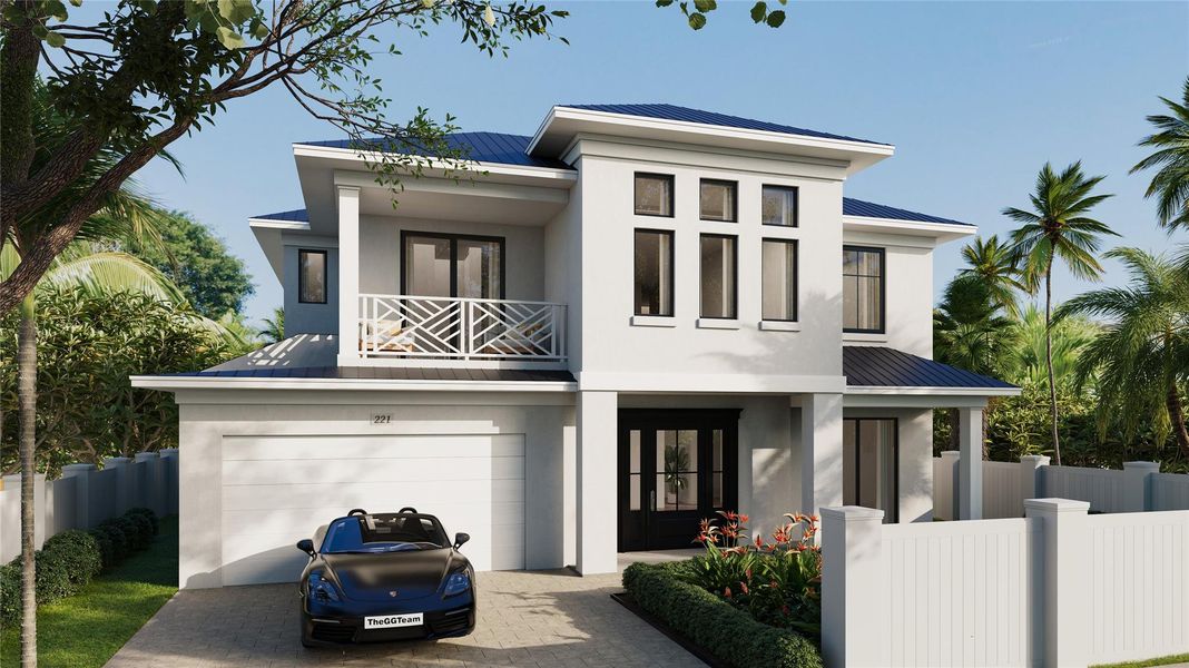 Front exterior of a new home in , Delray Beach, FL, highlighting curb appeal (Image 1). Front exterior of a new home in , Delray Beach, FL, highlighting curb appeal (Image 1).