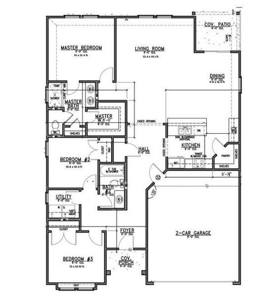 2D floor plan layout of this home in Lexington Heights, Willis, TX (Image 3).