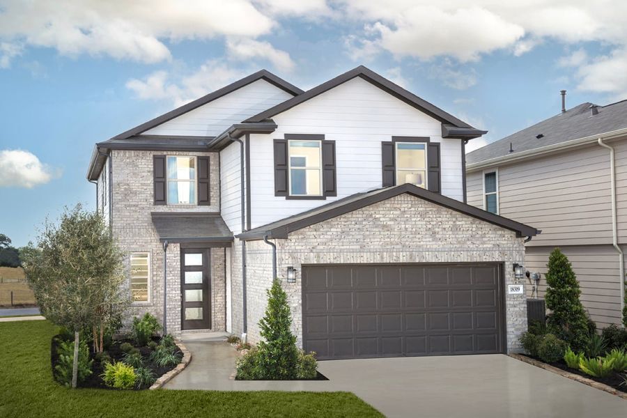 Representative exterior photo of a completed home built from the 2245 by KB Home in Sagecrest Trails, Conroe, TX (Image 11).