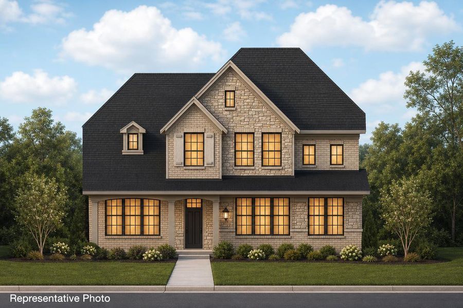 Representative exterior photo of a completed home built from the Royal Palm by Grand Homes in Trails at Cottonwood Creek, Rowlett, TX (Image 15). Representative exterior photo of a completed home built from the Royal Palm by Grand Homes in Trails at Cottonwood Creek, Rowlett, TX (Image 15).