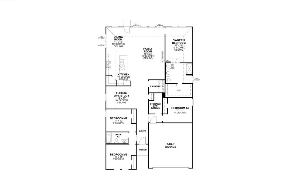 2D floor plan layout for the Pizarro - 40' Smart Series by M/I Homes in Lane Ranch, Sanger, TX (Image 3).