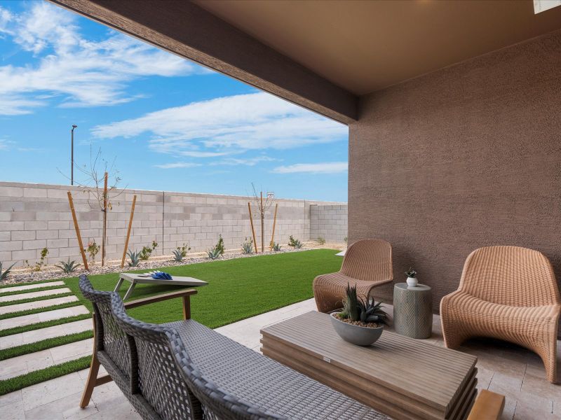 Exterior details and patio area of a home in Abel Ranch Signature Series, Goodyear (Image 20).