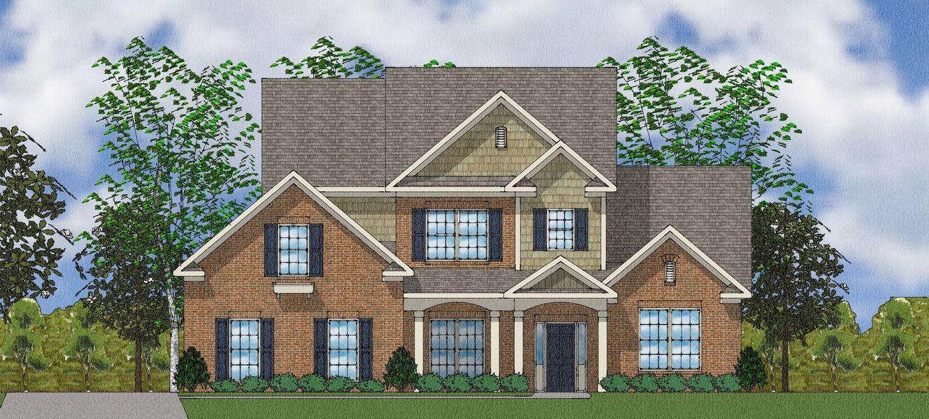Representative exterior photo of a completed home built from the Bridges II - Elite Collection by Mungo Homes in Suter Estates, Easley, SC (Image 4).