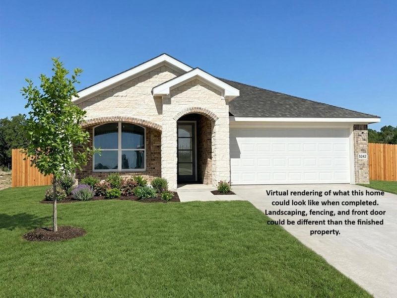 Virtual rendering of what this home could look like when completed. Landscaping, fencing, and front door could be different than the finished property. Virtual rendering of what this home could look like when completed. Landscaping, fencing, and front door could be different than the finished property.