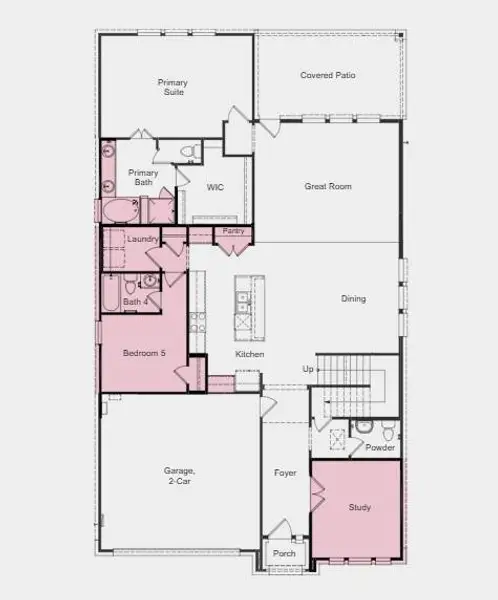 Additional Highlights Include: Downstairs bedroom and full bathroom in place of tandem garage, study in place of flex, slide-in tub at primary bath, media room, extended LVP flooring to study, and 36" wide mahogany contemporary front door. Additional Highlights Include: Downstairs bedroom and full bathroom in place of tandem garage, study in place of flex, slide-in tub at primary bath, media room, extended LVP flooring to study, and 36" wide mahogany contemporary front door.
