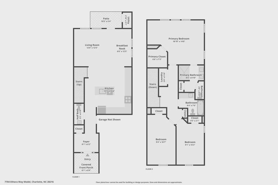 2D floor plan layout of this home in Bell Glen, Charlotte, NC (Image 5).