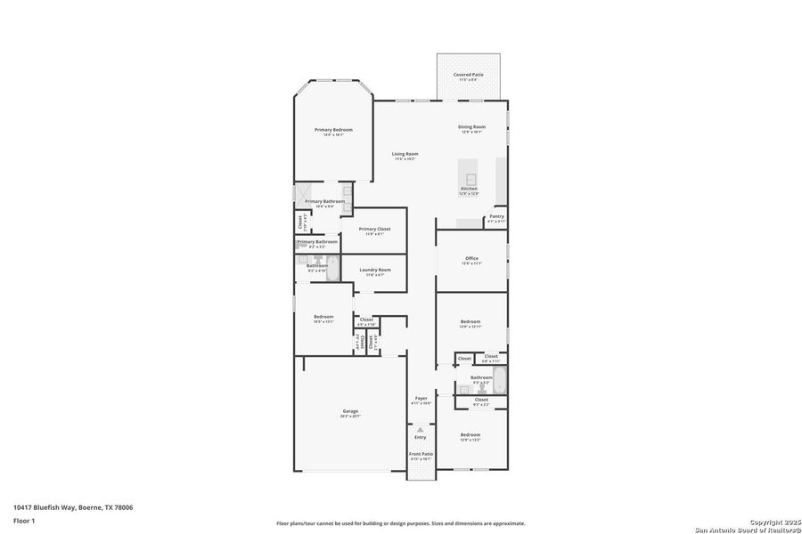 2D floor plan layout of this home in Fox Falls, Boerne, TX (Image 5).