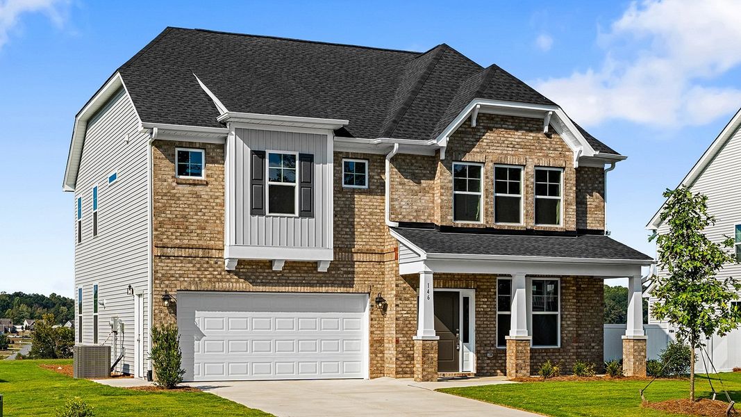 Front exterior of a new home in Fieldstone, Lexington, NC, highlighting curb appeal (Image 2). Front exterior of a new home in Fieldstone, Lexington, NC, highlighting curb appeal (Image 2).
